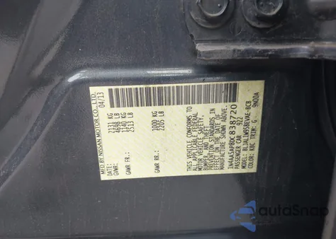 2013 Nissan Maxima 3.5 Sv z USA, uszkodzony, nr VIN 1N4AA5AP8DC838720